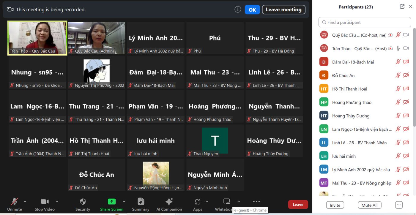Buổi đào tạo Tình nguyện viên Online 